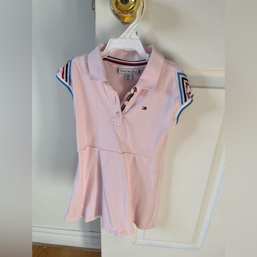 Tommy Hilfiger Light Pink Kids dress with Striped Accents
